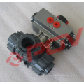 Pneumatic plastic upvc 3way ball valve